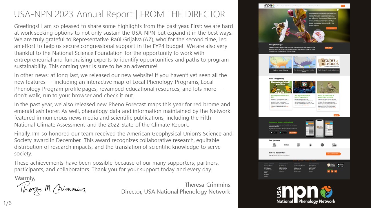 USA-NPN 2023 Annual Report Director Letter