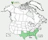 Distribution map for species Pinus palustris