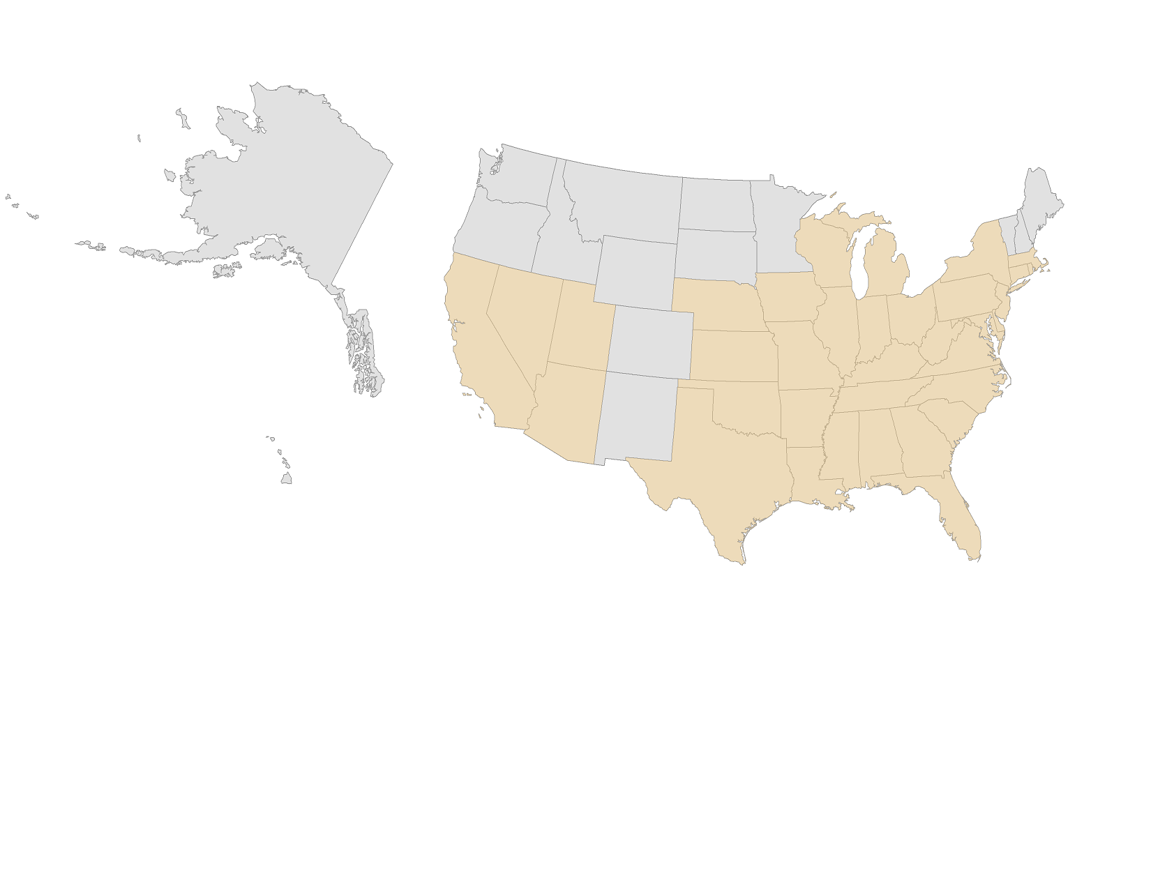 Map showing states covered by Redbud campaign