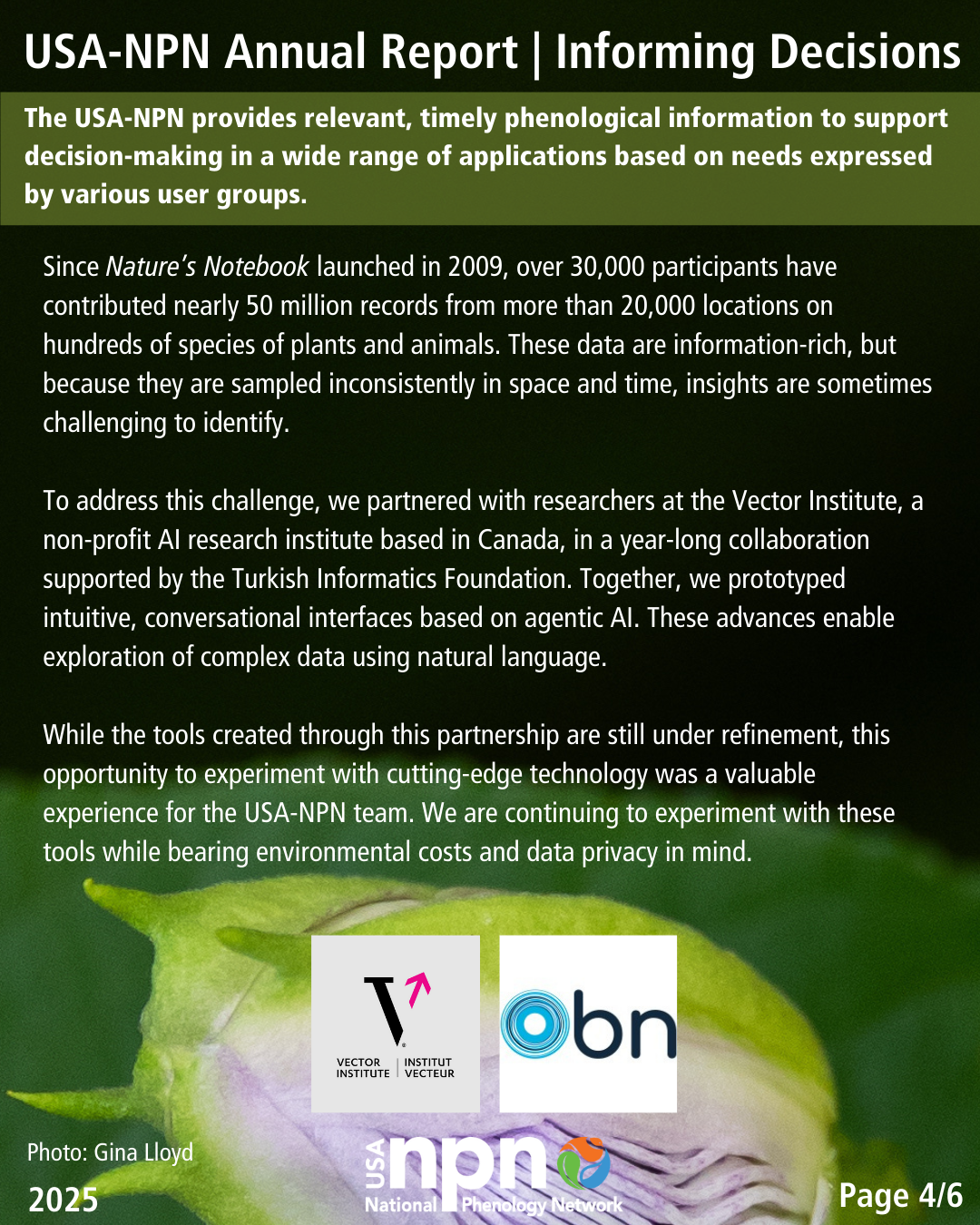 USA-NPN 2025 Annual Report highlight on informing decisions