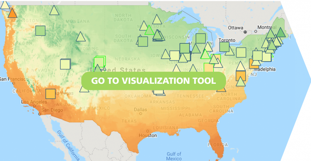 Graphic showing map from Phenology Visualization Tool